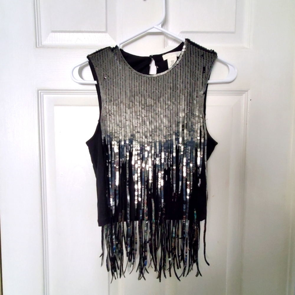 H&M Sequin Fringe Top